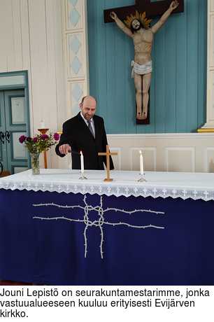 Jouni Lepist on seurakuntamestarimme, jonka vastuualueeseen kuuluu erityisesti Evijrven kirkko.