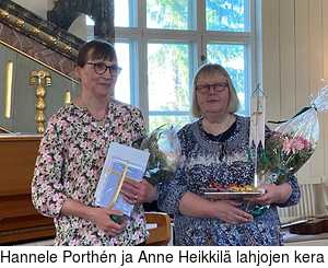 Hannele Porthn ja Anne Heikkil lahjojen kera