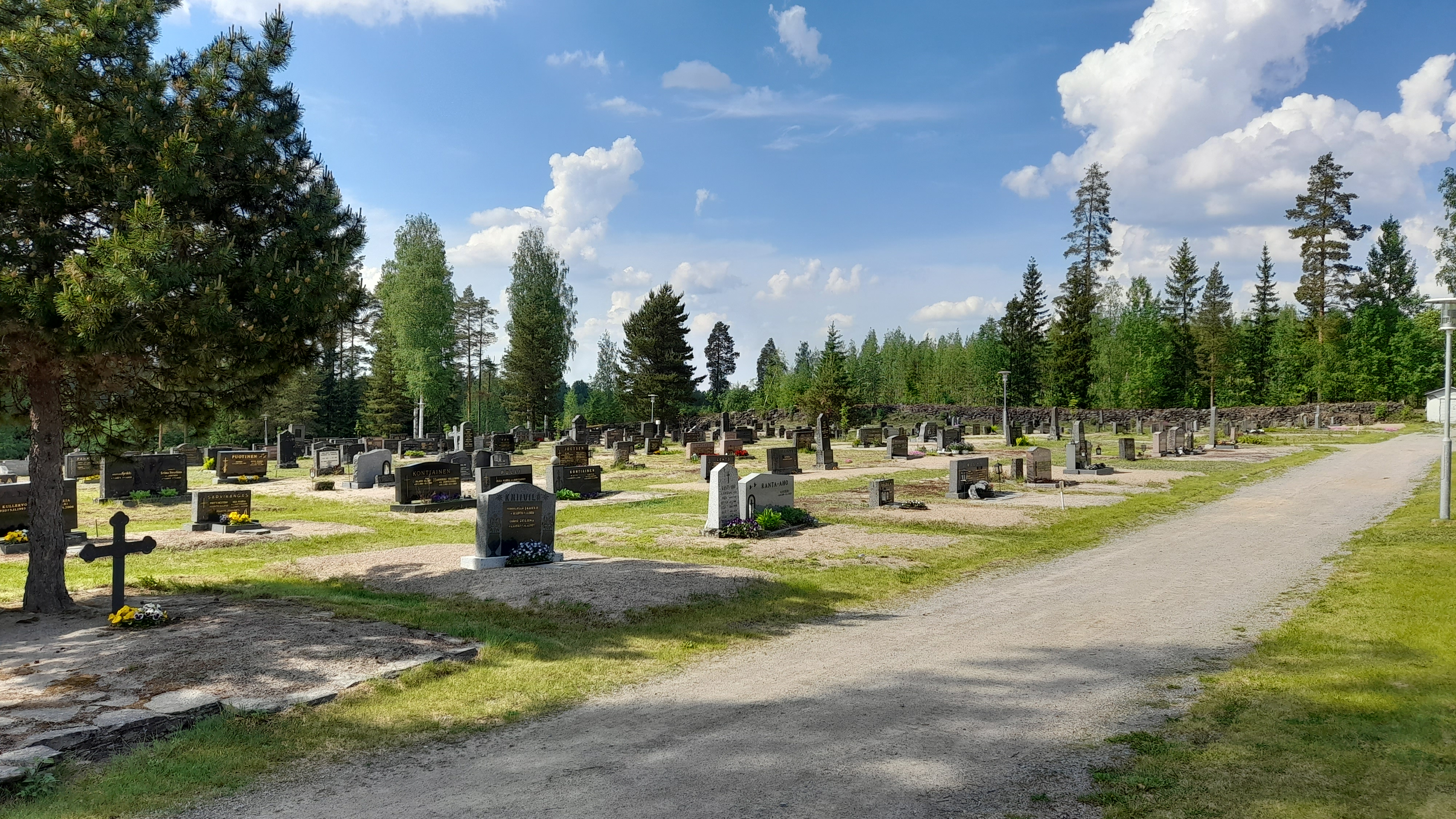hautoja ja käytävää Evijärven hautausmaalla