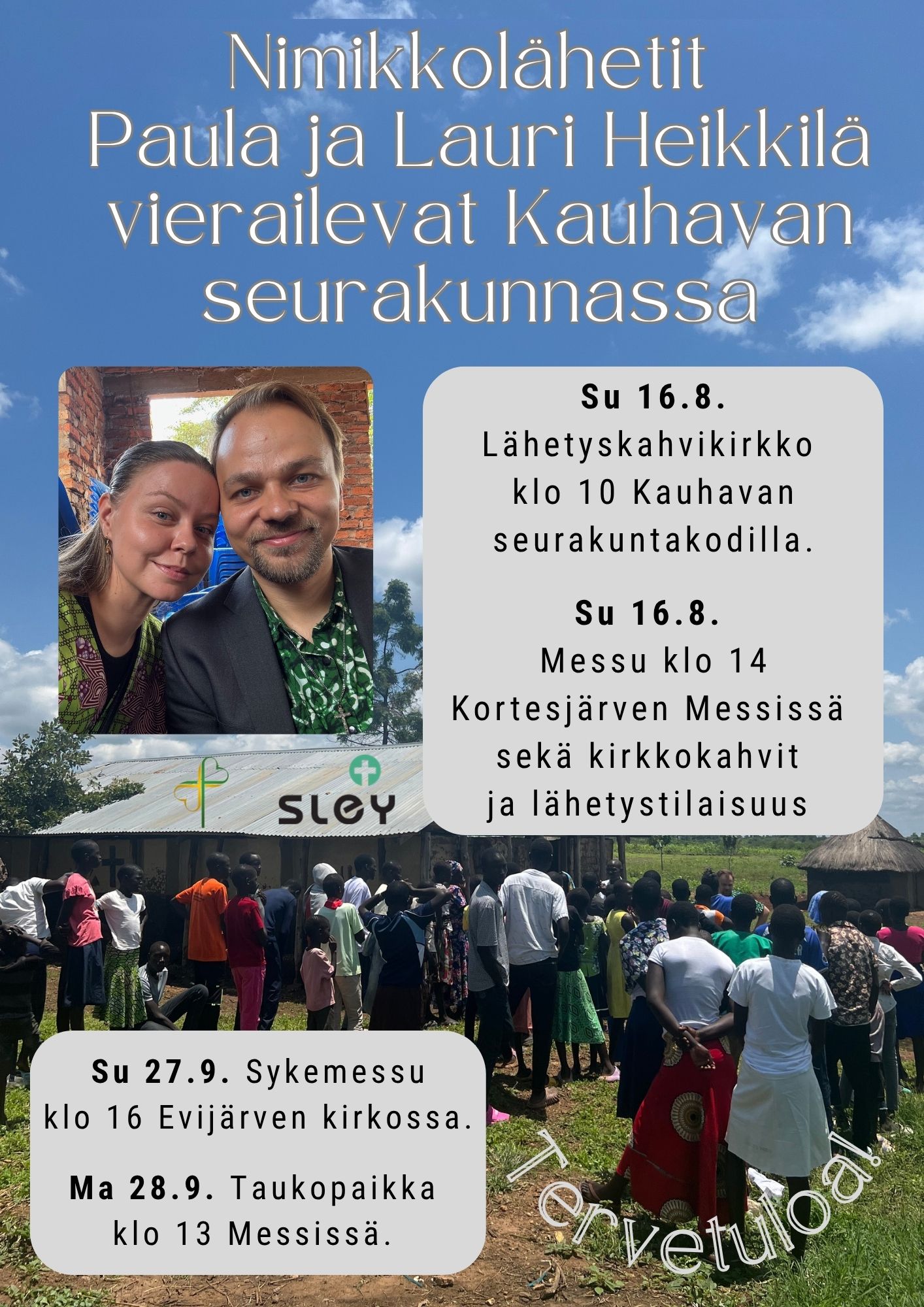 Mainos, jossa kuva kirkosta Ugandasta