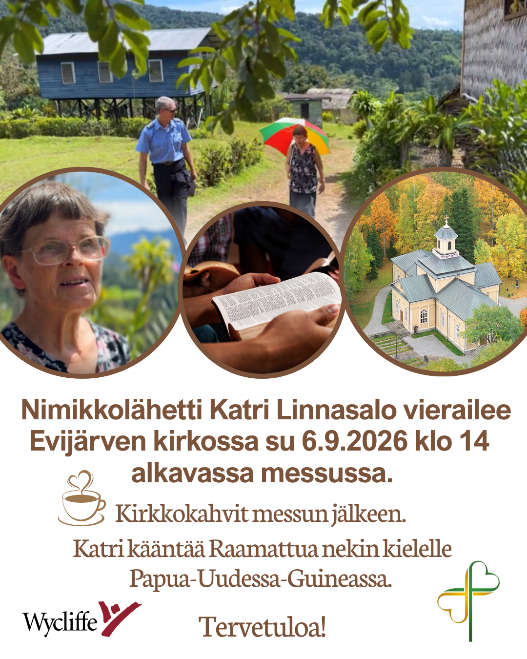 Katri Linnasalon, Evijärven ja Raamatun kuvat vierailun mainoksessa