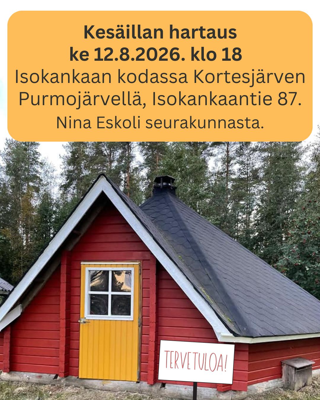 Isokankaan kodan kuva kesäillan hartauden mainoksessa