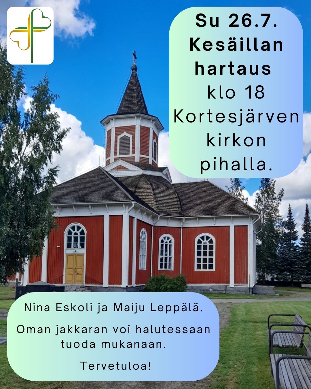 Hartauden mainos, jossa kuva Kortesjärven kirkosta