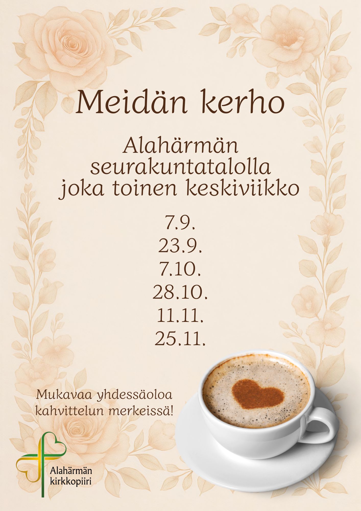 Kahvikuppi, kerhon tiedot ja ajankohdat
