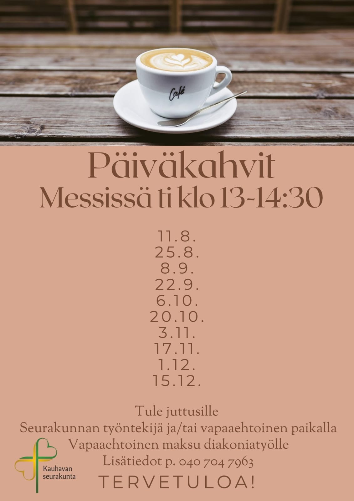 Kahvikupin kuva ja päiväkahvien mainos