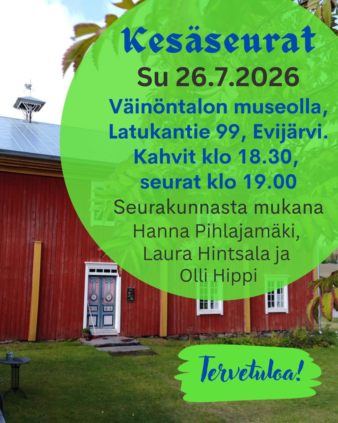 Seurojen mainos, jossa Väinöntalon kuva