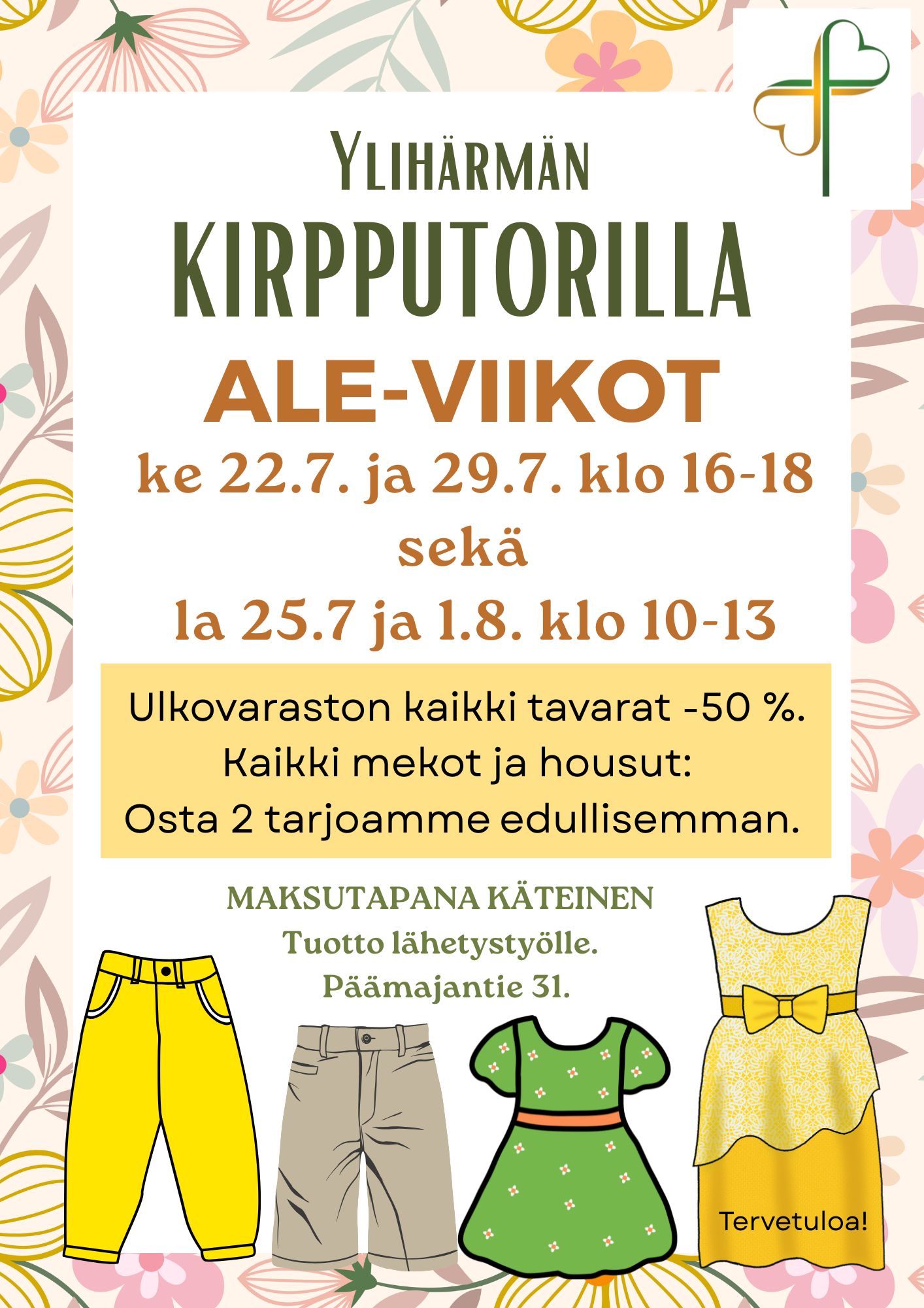 Ale-viikon mainos, jossa housujen ja mekkojen kuvat